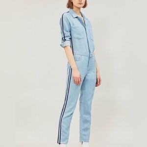 MOTHER Light Blue Jumpsuit with Navy Stripes